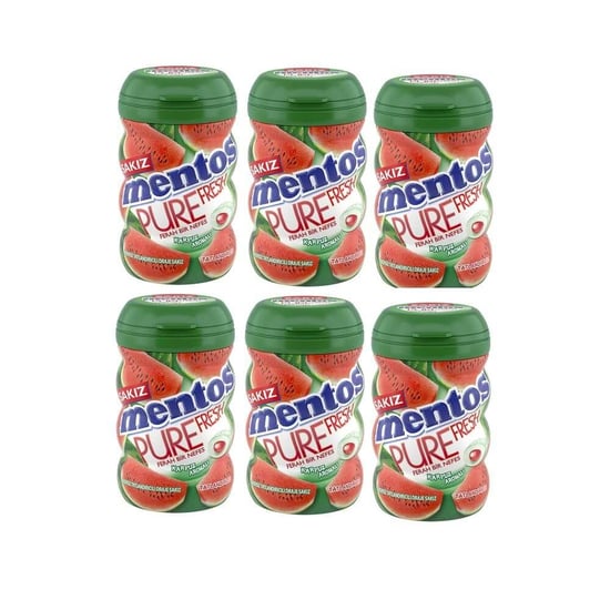 Mentos Fresh Pure Şekersiz Tatlandırıcılı Sakız 6 Adet X 90 G - Karpuz Aromalı