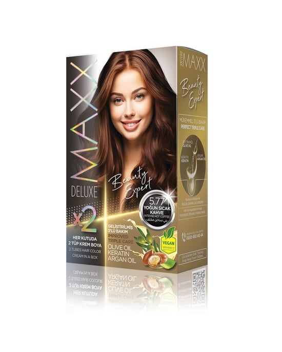Maxx Deluxe Beauty Expert Set Saç Boyası 5.77 Yoğun Sıcak Kahve