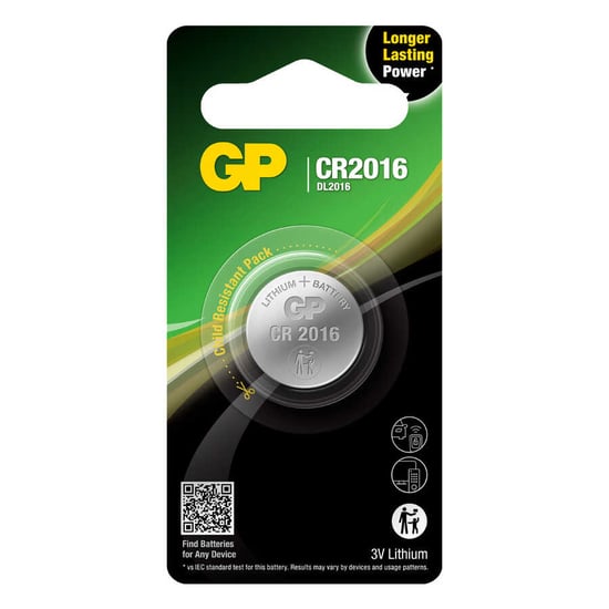 Gp Batteries Cr2016 2016 Boy Lityum Düğme Pil, 3 Volt, Tekli Kart