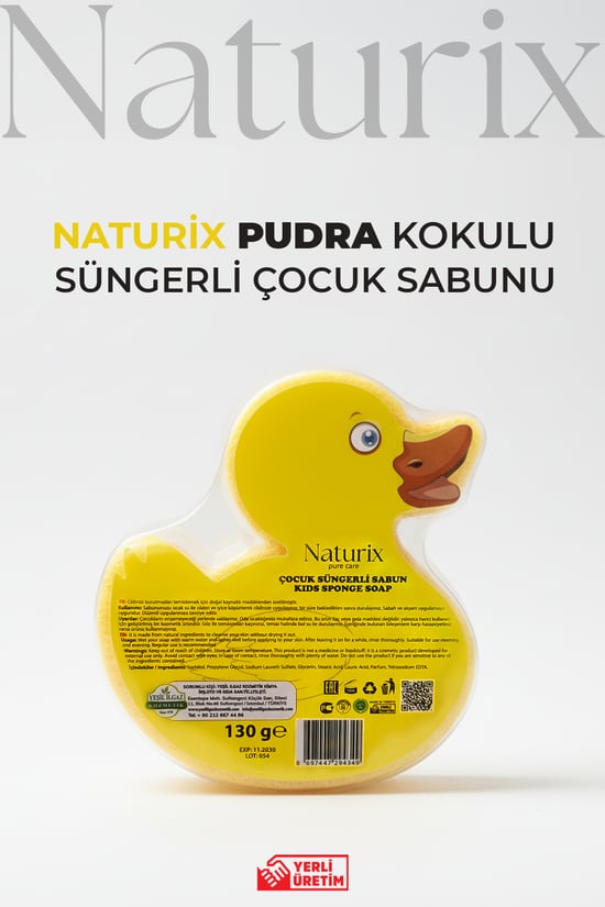Naturix Pudra Kokulu Ördek Görünümlü Süngerli Çocuk Sabunu 130 Gr