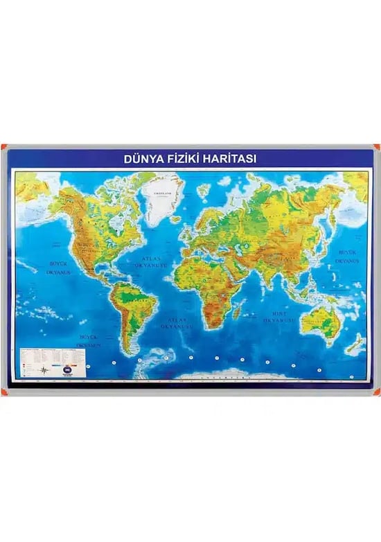 Dünya Fiziki Haritasi (alüminyum Çerçeve)