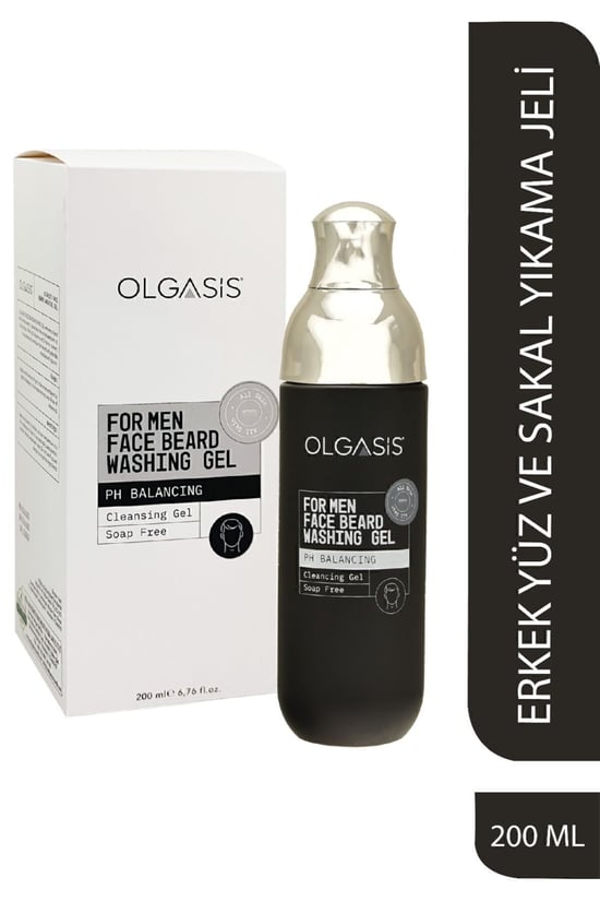 Olgasis For Men Face Washing Gel Erkekler için Sakal ve Yüz Yıkama Jeli Sabun İçermez Besleyici Nem 200 Ml