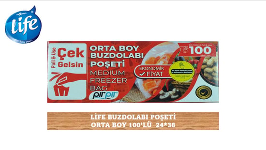 Pırpır Çek Gelsin 100'lü Buzdolabı Poşeti Orta Boy