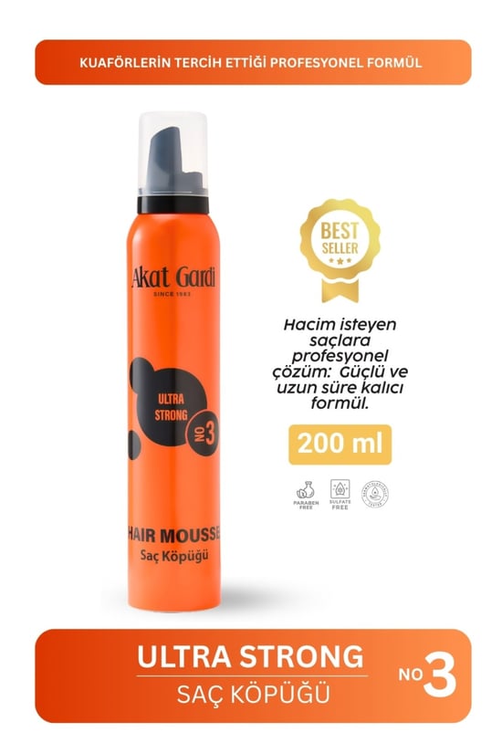 Akat Gardi Saç Köpüğü Ultra Strong No:3 Turuncu 200 Ml