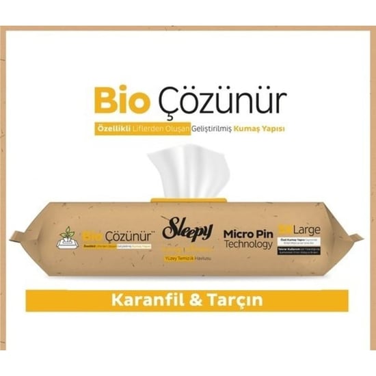 Sleepy Easy Clean Bio Çözünür Karanfil ve Tarçın Yüzey Temizlik Havlusu 50'li