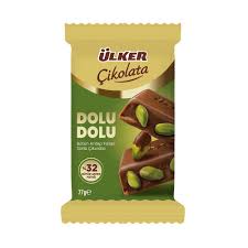 Ülker Dolu Dolu Bütün Antep Fıstıklı Sütlü Çikolata 77gr X 9 Adet