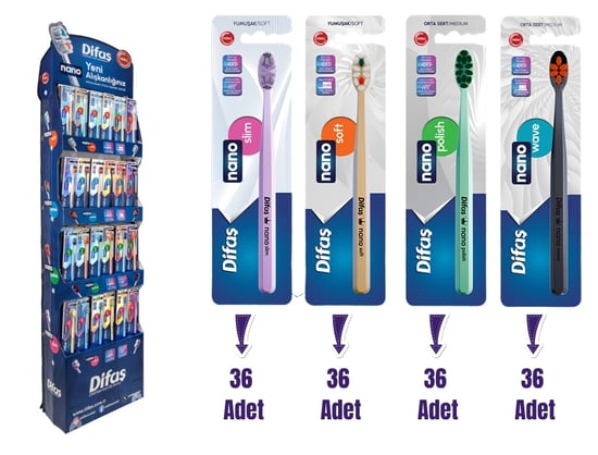 Difaş Nano Diş Fırçası 144 Lü Ayaklı Stant