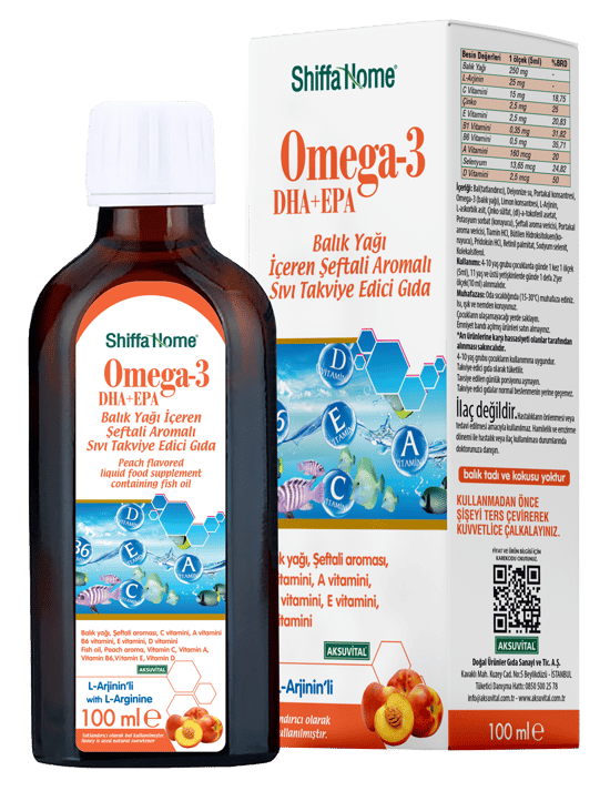 Aksuvital Omega-3 Epa+dha Balık Yağı Şeftali Aromalı 100 Ml
