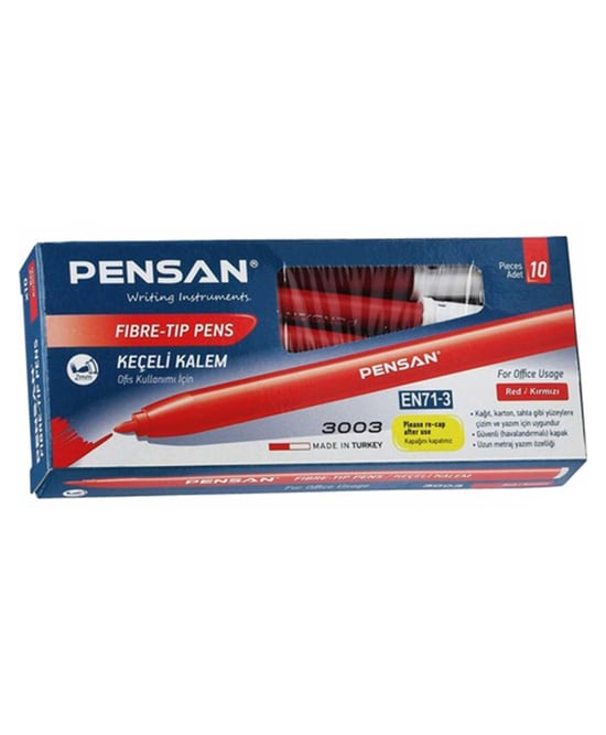 Pensan Kırmızı Ofis Tipi Keçeli Kalem