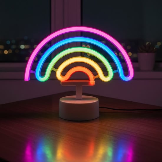 Buffer® Plastik Gökkuşağı Neon Led İşık – Dekoratif Renkli Masaüstü ve Ambiyans Aydınlatması